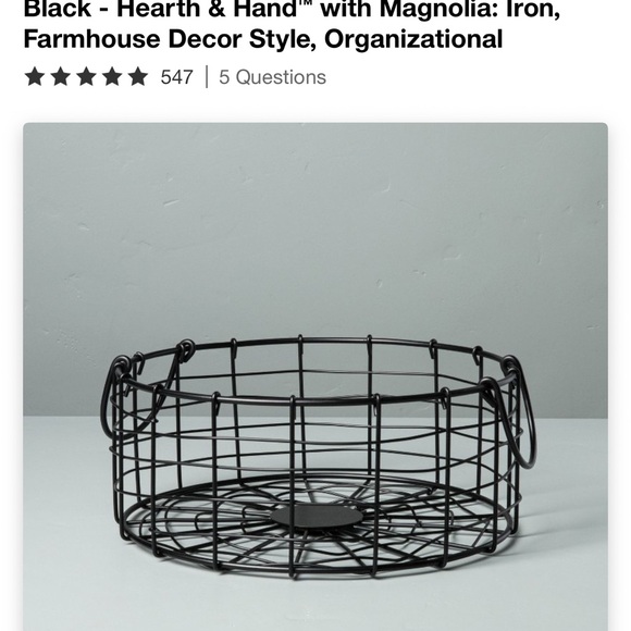 Hearth & Hand Black Metal Wire Basket - Picture 5 of 6